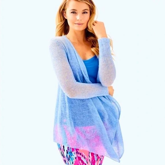 Lilly Pulitzer Sweaters - Lilly Pulitzer Kassy Cashmere Cardigan Wrap Bennet Blue Small